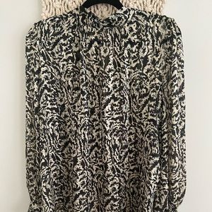 Black and white patterned blouse